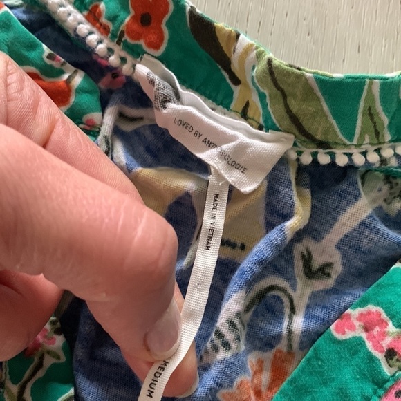 Anthropologie Floreat Floral Button Down Blouse size M oversized Lagenlook - Picture 3 of 12